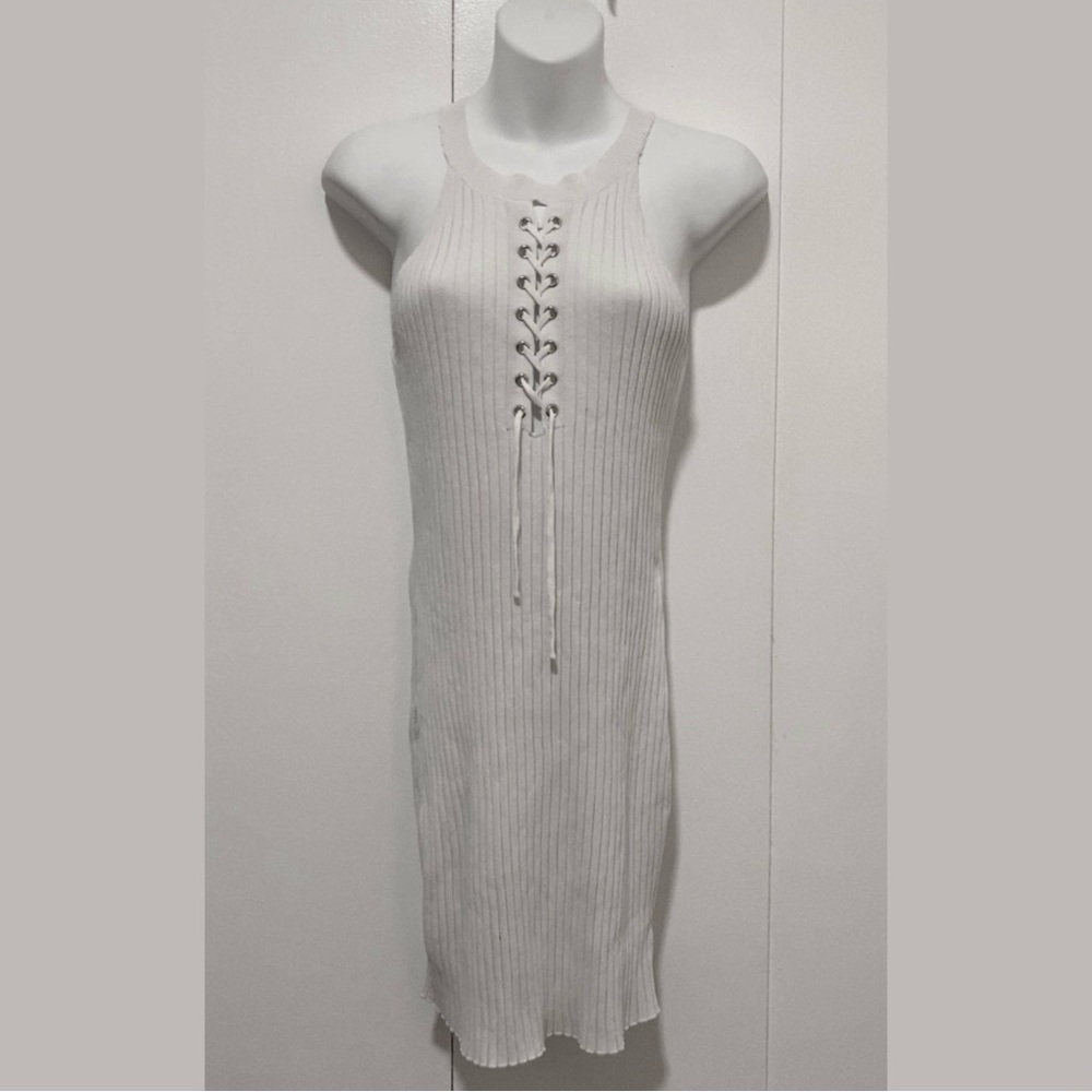 Elegant White Lace-Up Dress